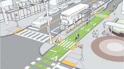 A rendering of planned Complete Streets improvements in Montgomery County, Md. A rendering of planned Complete Streets improvements in Montgomery County, Md.