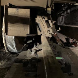 The lead axle at the final derailment site in the tunnel. The lead axle at the final derailment site in the tunnel.
