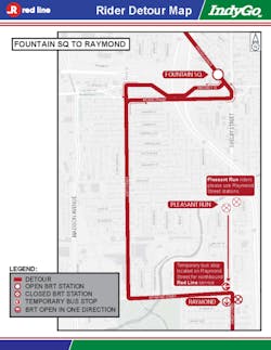 Rider detour on IndyGo's Red Line. Rider detour on IndyGo's Red Line.