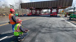 Crews installed a new LIRR overpass in Garden City.