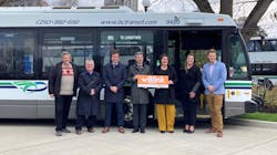 From left to right: Chris Coleman (Victoria councillor); Marianne Alto (Victoria mayor); Minister Rob Fleming (BC Transit); Kevin Murdoch (Oak Bay mayor); Grace Lore (MLA for Victoria-Beacon Hill); Christy Ridout (VP of business development for BC Transit); Dean Murdoch (Saanich mayor)