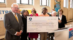 FTA Administrator Nuria Fernandez presented a check to Metropolitan Council and Metro Transit representatives for the METRO Gold Line BRT. The event included local and state elected officials including several of Minnesota's Members of Congress.