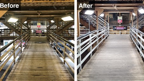 Before and after: The LaSalle-Van Buren station in Chicago before CTA crews performed work associated with the authority's Refresh & Renew Program and after.