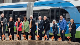 Washington State elected representatives break ground for Community Transit&apos;s Swift Orange Line in April 2022.