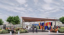 A rendering of the 'Transit Stop Transformation Project” at the 5th and Missouri Transit Center in East St. Louis. A rendering of the 'Transit Stop Transformation Project” at the 5th and Missouri Transit Center in East St. Louis.