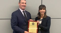TSA Administrator David Pekoske, left, presents a plaque to NFTA Executive Director Kim Minkel indicating that NFTA received the Gold Standard Award. TSA Administrator David Pekoske, left, presents a plaque to NFTA Executive Director Kim Minkel indicating that NFTA received the Gold Standard Award.