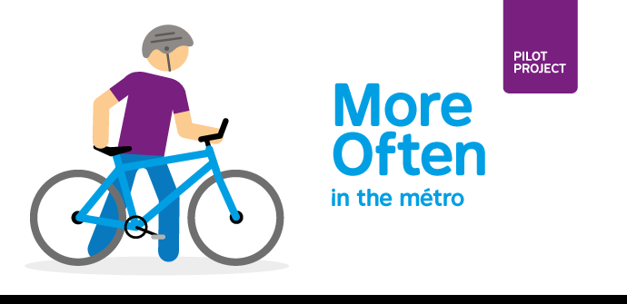On April 15, the STM is launching a pilot project allowing cyclists to bring their bikes into the M&eacute;tro network during extended hours.