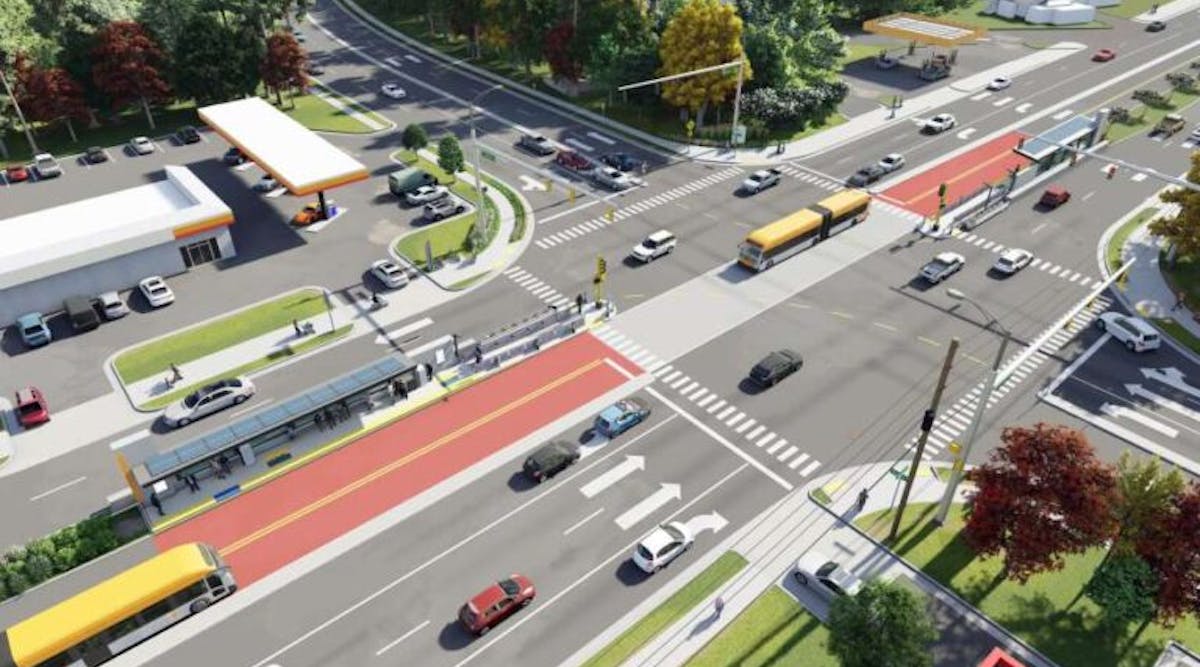 A rendering showing the concept of GoRaleigh&rsquo;s Wake Bus Rapid Transit: Southern Corridor project