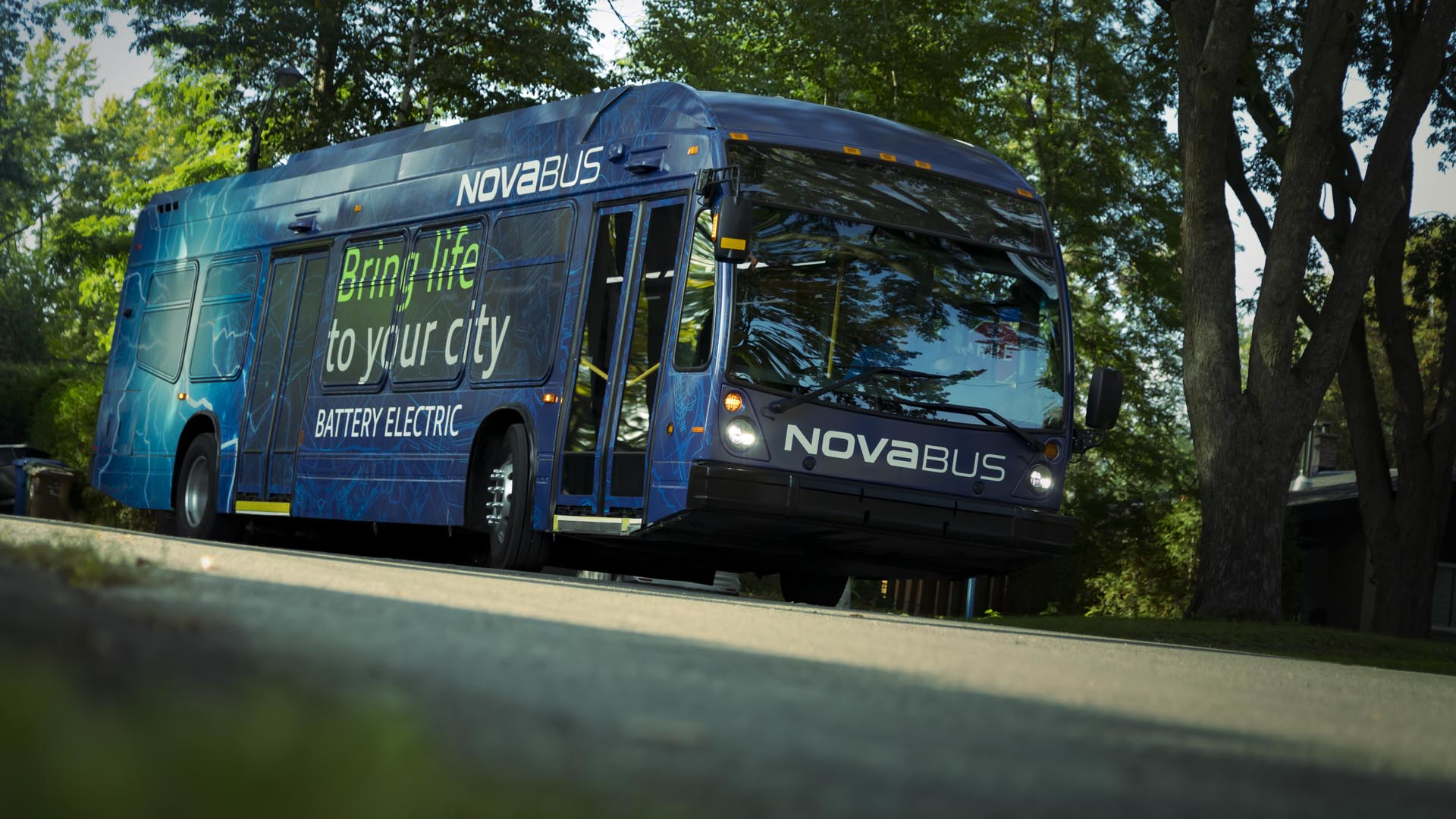 A promotional image of Nova Bus's LFSe+ electric bus.