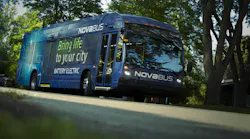 A promotional image of Nova Bus's LFSe+ electric bus.