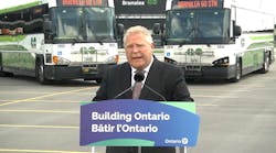 Ontario Premier Doug Ford speaks at an event marking the completion of improvements to Bramalea GO Station.
