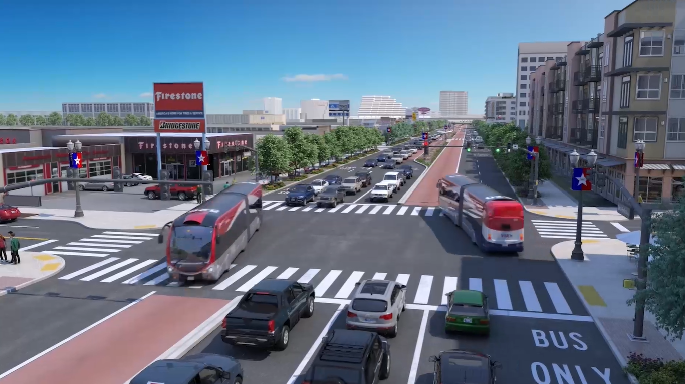 A illustrative rendering of what future VIA Green Line rapid transit service could look like.