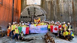 The government of British Columbia’s Phyllis, the second of two massive TBMs that are excavating twin tunnels for the Broadway Subway Project, broke through to the future Broadway-City Hall Station. The government of British Columbia’s Phyllis, the second of two massive TBMs that are excavating twin tunnels for the Broadway Subway Project, broke through to the future Broadway-City Hall Station.