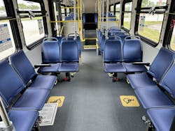 The inside of one of Tampa International Airport's new electric buses. The inside of one of Tampa International Airport's new electric buses.