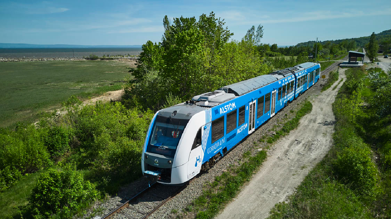 The Coradia iLint will connect the Parc de la Chute-Montmorency in Quebec City to Baie-Saint-Paul in a 55.9-mile trip along the St. Lawrence River.