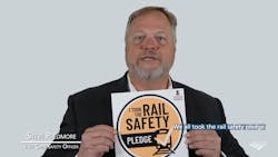 A screenshot from Amtrak's video promoting the OLI Rail Safety Pledge. The video featured top Amtrak leaders, including EVP and Chief Safety Officer Steve Predmore. A screenshot from Amtrak's video promoting the OLI Rail Safety Pledge. The video featured top Amtrak leaders, including EVP and Chief Safety Officer Steve Predmore.