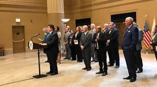 Illinois Gov. JB Pritzker speaks at Chicago Union Station on June 26 on the commencement of 110 mph passenger rail service between St. Louis and Chicago.