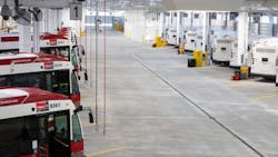 Diesel buses, such as those displayed above, will be replaced by electric buses. Diesel buses, such as those displayed above, will be replaced by electric buses.