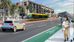 A rendering of Charleston Boulevard with high-capacity transit and bike lanes. RTC of Southern Nevada received a $5.86 million RAISE grant to plan for future high-capacity transit along Charleston Boulevard. A rendering of Charleston Boulevard with high-capacity transit and bike lanes. RTC of Southern Nevada received a $5.86 million RAISE grant to plan for future high-capacity transit along Charleston Boulevard.