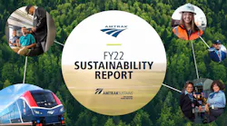 Amtrak's FY22 Sustainability Report logo.