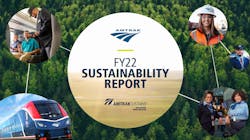 Amtrak&apos;s FY22 Sustainability Report logo.