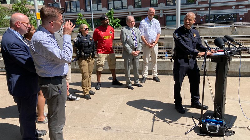 Officials with Metro Transit, Metro Transit Police Department and community organizations held an event June 1 to kick off the agency's Transit Service Intervention Project.