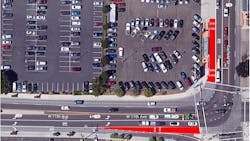 LTD is asking drivers and road users to be cautious around select areas as workers paint red the 'bus only' lanes throughout the EmX System. LTD is asking drivers and road users to be cautious around select areas as workers paint red the 'bus only' lanes throughout the EmX System.