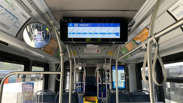Community Transit is testing two different types of digital signs on some Swift buses.