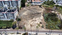 On June 5, the slope below the Casa Romantica Cultural Center in San Clemente, Calif., moved significantly with debris, dirt and a tree entering the right of way of the rail line at the bottom of the slope.