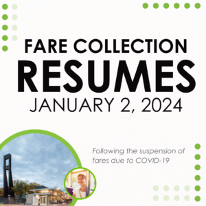 GMT will resume fare collection on Jan. 2, 2024, on Chittenden County and LINK Express routes.