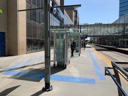 Calgary Transit has installed new blue tactile strips at City Hall and Bridgeland/Memorial CTrain station platforms. Calgary Transit has installed new blue tactile strips at City Hall and Bridgeland/Memorial CTrain station platforms.