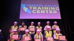 The 11 students who completed the Central Valley Training Center&rsquo;s 12-week, pre-apprenticeship program at their graduation ceremony.