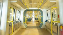The interior of Skyline's rail cars. The system is the first GoA4 transit system in the United States. The interior of Skyline's rail cars. The system is the first GoA4 transit system in the United States.