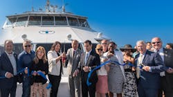 Massachusetts Lt. Gov. Kim Driscoll, officials, elected leaders and others joined MassDOT Secretary Gina Fiandaca and MBTA General Manager Phillip Eng for a ceremonial ribbon-cutting at the Lynn Ferry. Massachusetts Lt. Gov. Kim Driscoll, officials, elected leaders and others joined MassDOT Secretary Gina Fiandaca and MBTA General Manager Phillip Eng for a ceremonial ribbon-cutting at the Lynn Ferry.