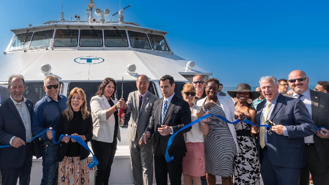 Massachusetts Lt. Gov. Kim Driscoll, officials, elected leaders and others joined MassDOT Secretary Gina Fiandaca and MBTA General Manager Phillip Eng for a ceremonial ribbon-cutting at the Lynn Ferry.