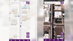 Valley Metro app users can view directions and stops using the transit map, left, or satellite map, right.