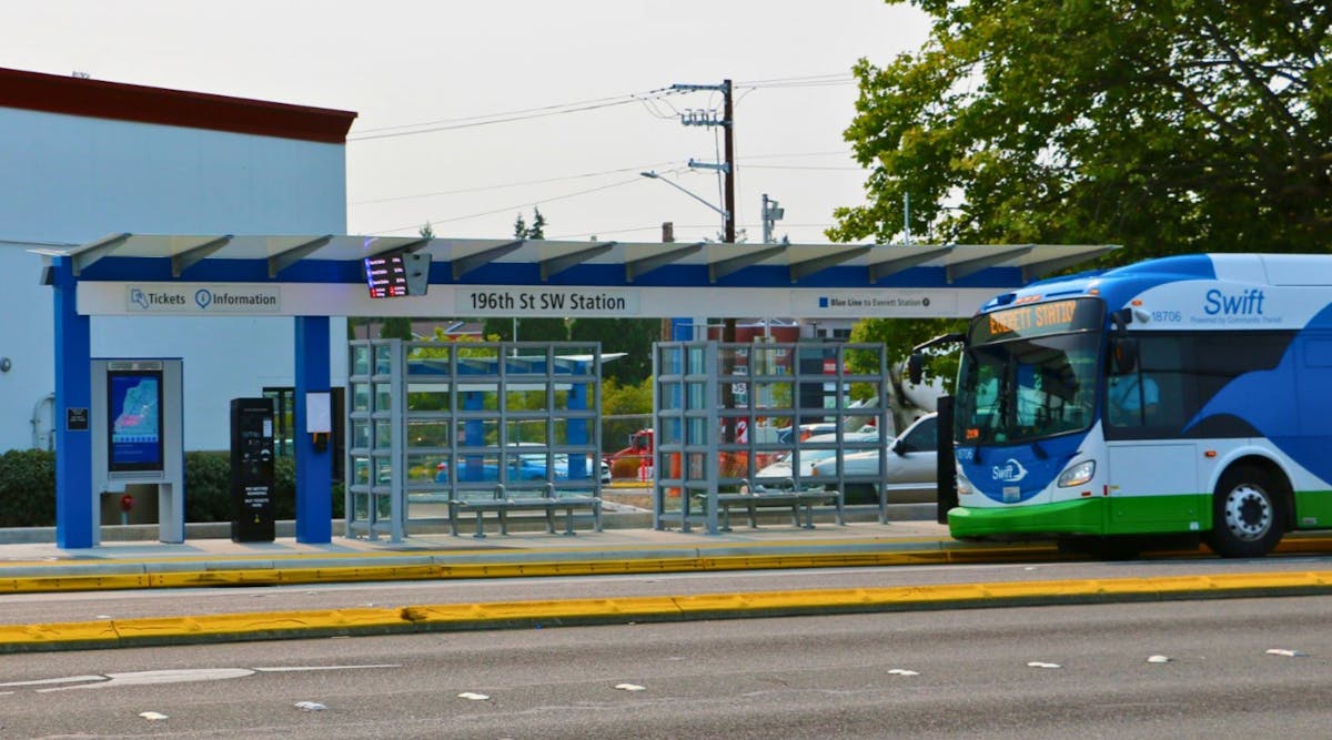 Community Transit has opened a new Swift Blue Line station on northbound Highway 99 at 196th St. SW in Lynnwood.