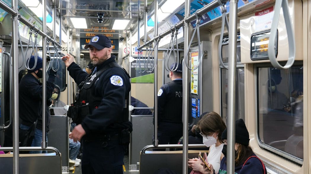 CPD on the CTA Red Line train.
