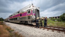 The emergency response exercise took place in Freetown on July 27, 2023, and allowed local emergency response groups to receive hands-on MBTA commuter rail equipment familiarization training.