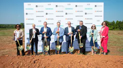 Left to right: Melanie Wallace, Siemens Mobility People & Organization Site Leader, Michael Tyler, President of Customer Services, Siemens Mobility North America, U.S. Senator Ted Budd, State Senator Steve Jarvis, Michael Cahill, President of Rolling Stock, Siemens Mobility North America, Mayor of Lexington, Jason Hayes, Stephanie Blair, Representative of the Office of Senator Tillis, Former City Manager Terra Greene at the Aug. 23 groundbreaking of Siemens Mobility's Lexington, N.C., facility.
