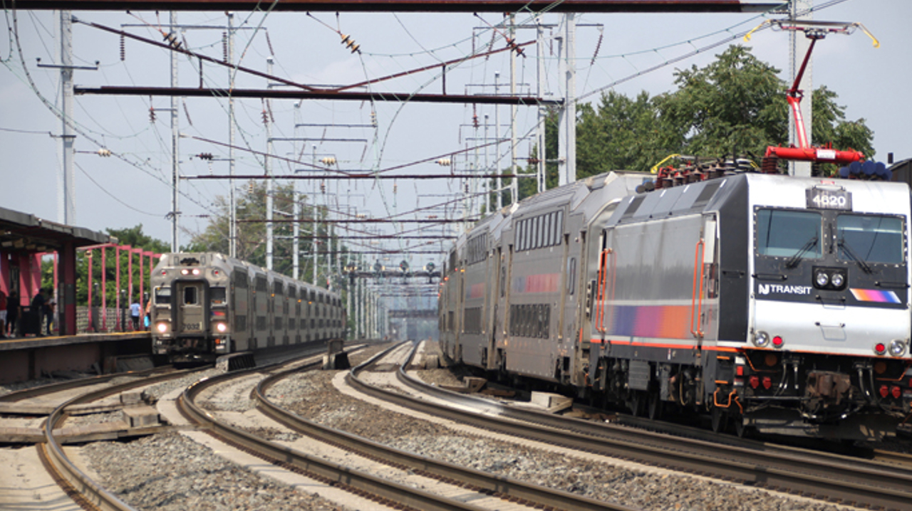 NJ Transit trains meet in Elizabeth, N.J. NJ Transit was named one of the winners of the Outstanding Public Transportation System awards.