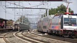 NJ Transit trains meet in Elizabeth, N.J. NJ Transit was named one of the winners of the Outstanding Public Transportation System awards. NJ Transit trains meet in Elizabeth, N.J. NJ Transit was named one of the winners of the Outstanding Public Transportation System awards.