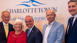 (L-R) Malpeque MP Heath MacDonald, Charlottetown MP Sean Casey, Cornwall Mayor Minerva McCourt, Charlottetown Mayor Philip Brown, Transportation and Infrastructure Minister Ernie Hudson, Stratford Councillor Jody Jackson. (L-R) Malpeque MP Heath MacDonald, Charlottetown MP Sean Casey, Cornwall Mayor Minerva McCourt, Charlottetown Mayor Philip Brown, Transportation and Infrastructure Minister Ernie Hudson, Stratford Councillor Jody Jackson.