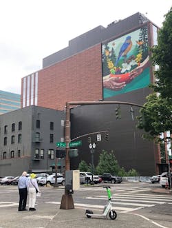 &ldquo;Inheritance,&rdquo; a mural by Alex Chiu and Jeremy Nichols, is visible from the north-facing windows of the building. Both Chiu and Nichols have a history of work with TriMet&rsquo;s Public Art Program.