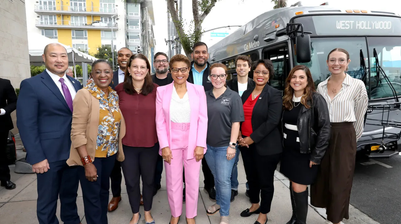 L.A. Metro and LADOT have opened 5.7 lane miles (2.8 miles end to end) of bus priority lanes on La Brea Avenue in West Hollywood.