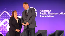 Thomas Moloney, Director of Fire Life Safety at BART, accepts the 2023 APTA Rail Safety Gold Award on Tuesday, June 13, 2023.