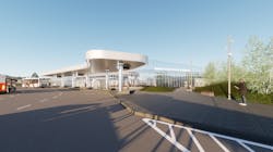 A rendering of the outside of COTA's mobility center at Rickenbacker. A rendering of the outside of COTA's mobility center at Rickenbacker.