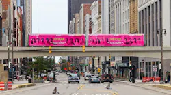 The Pink Fund displays pink during the month of October to support breast cancer.