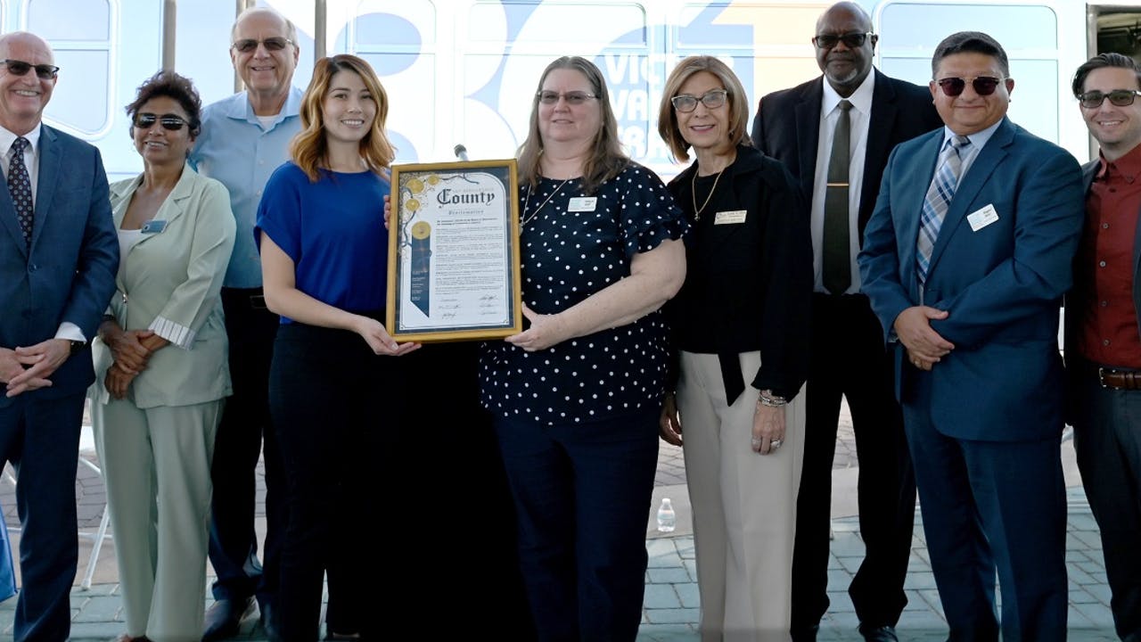 VVTA CEO Nancie Goff received a proclamation from the San Bernardino County Board of Supervisors, announcing every Oct. 20 for the next five years in the county will be known as 'Victor Valley Transit Day'.
