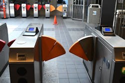 The tactile guideway passing through the accessible fare gate at Union City Station on Sept. 6, 2023. The tactile guideway passing through the accessible fare gate at Union City Station on Sept. 6, 2023.